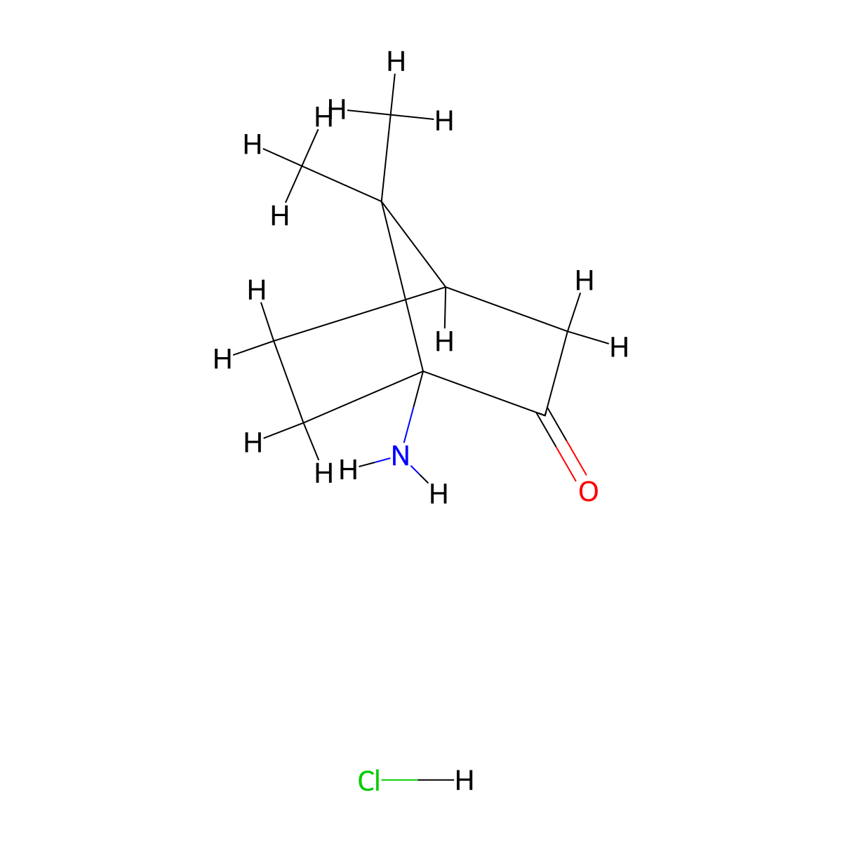 1-Amino-7,7-dimethylbicyclo[2.2.1]heptan-2-one hydrochloride molecular structure, CAS 34783-12-5