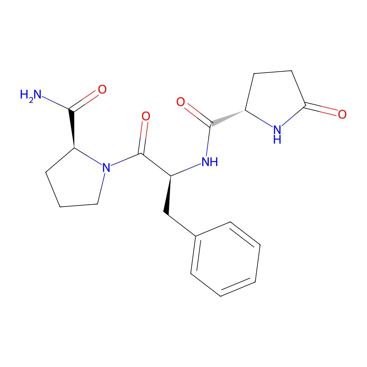 Pyroglutamyl-phenylalanyl-prolinamide molecular structure, CAS 34783-35-2