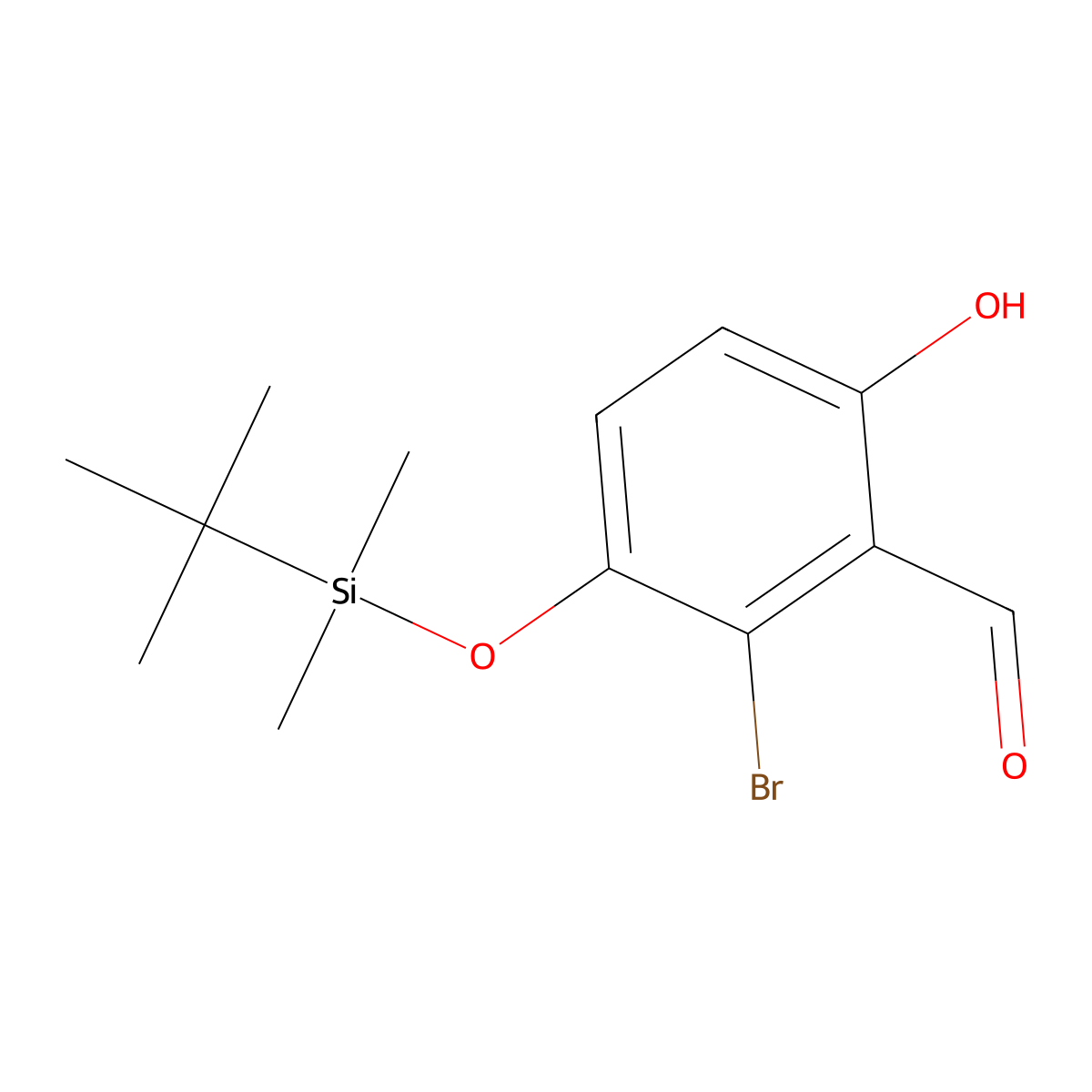 2-Bromo-3-{[tert-butyl(dimethyl)silyl]oxy}-6-hydroxybenzenecarbaldehyde molecular structure, CAS 347840-64-6