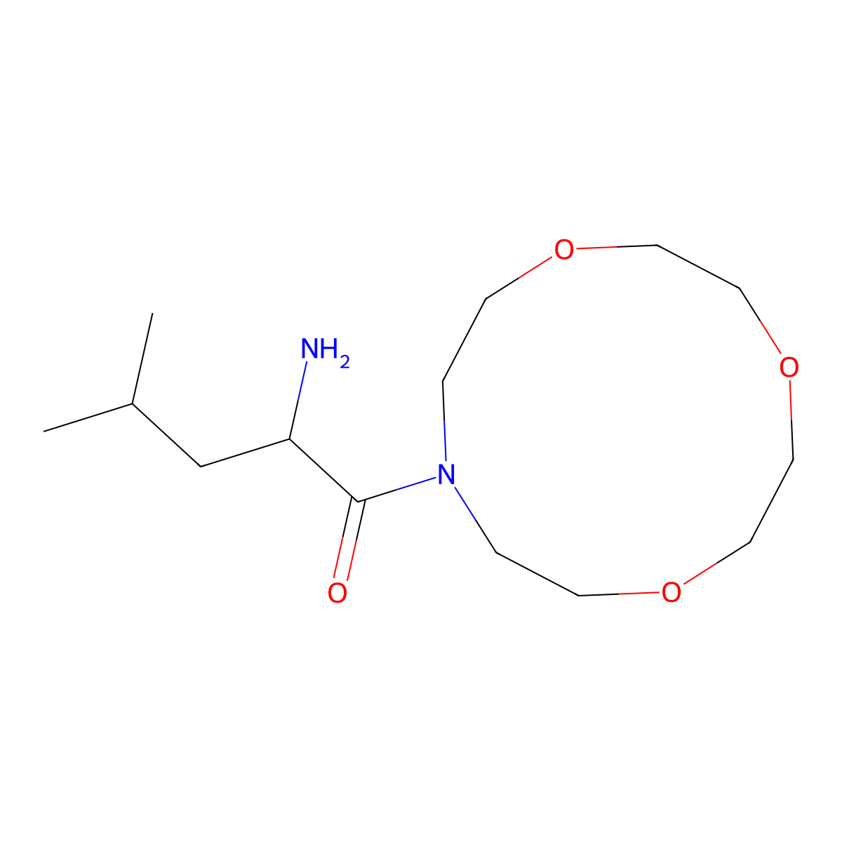 2-Amino-4-methyl-1-(1,4,7-trioxa-10-azacyclododec-10-yl)pentan-1-one molecular structure, CAS 347840-86-2