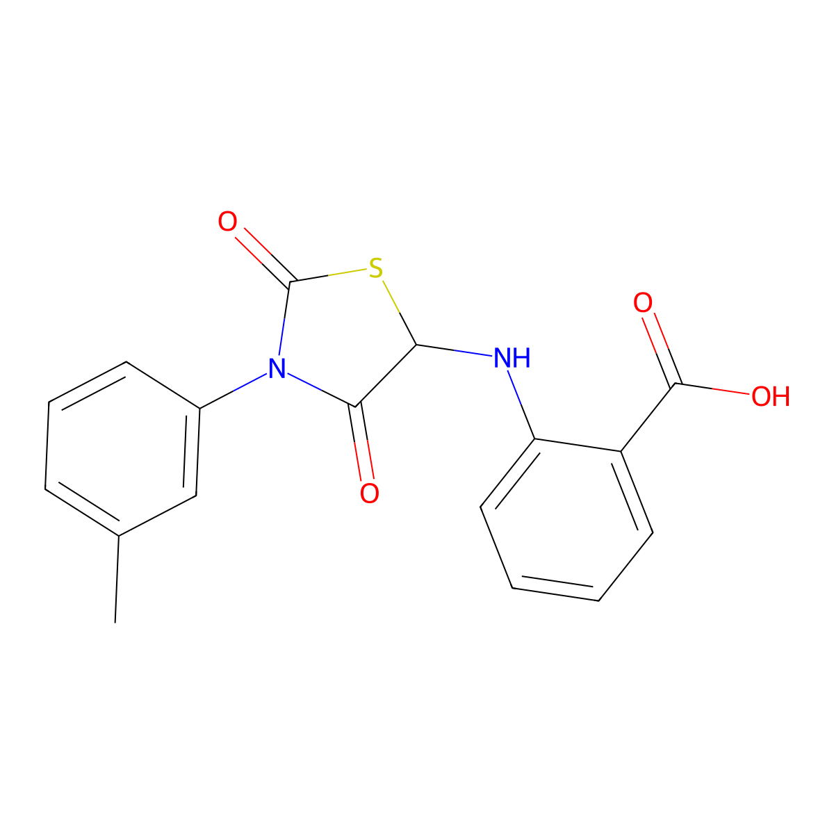 2-{[3-(3-Methylphenyl)-2,4-dioxo-1,3-thiazolidin-5-yl]amino}benzoic acid molecular structure, CAS 347841-09-2