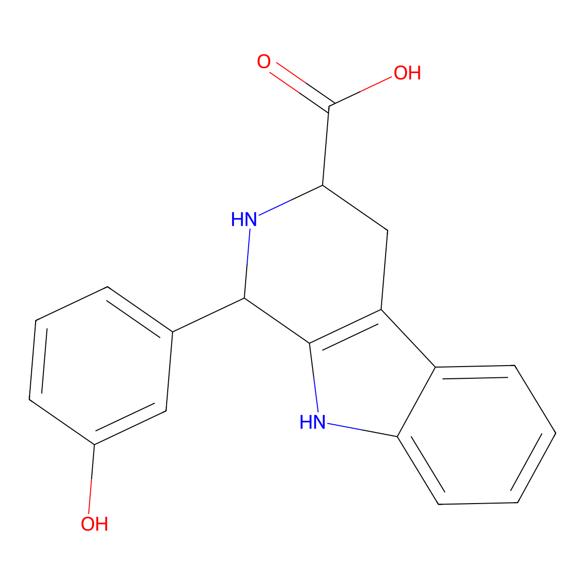 1-(3-hydroxyphenyl)-2,3,4,9-tetrahydro-1H-pyrido[3,4-b]indole-3-carboxylic acid molecular structure, CAS 347860-69-9