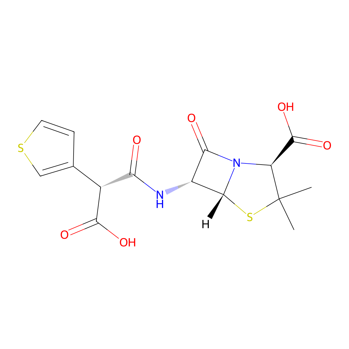 Ticarcillin molecular structure, CAS 34787-01-4