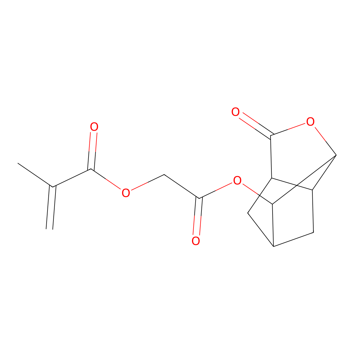 2-oxo-2-((2-oxohexahydro-2H-3,5-methanocyclopenta[b]furan-6-yl)oxy)ethyl methacrylate molecular structure, CAS 347886-81-1
