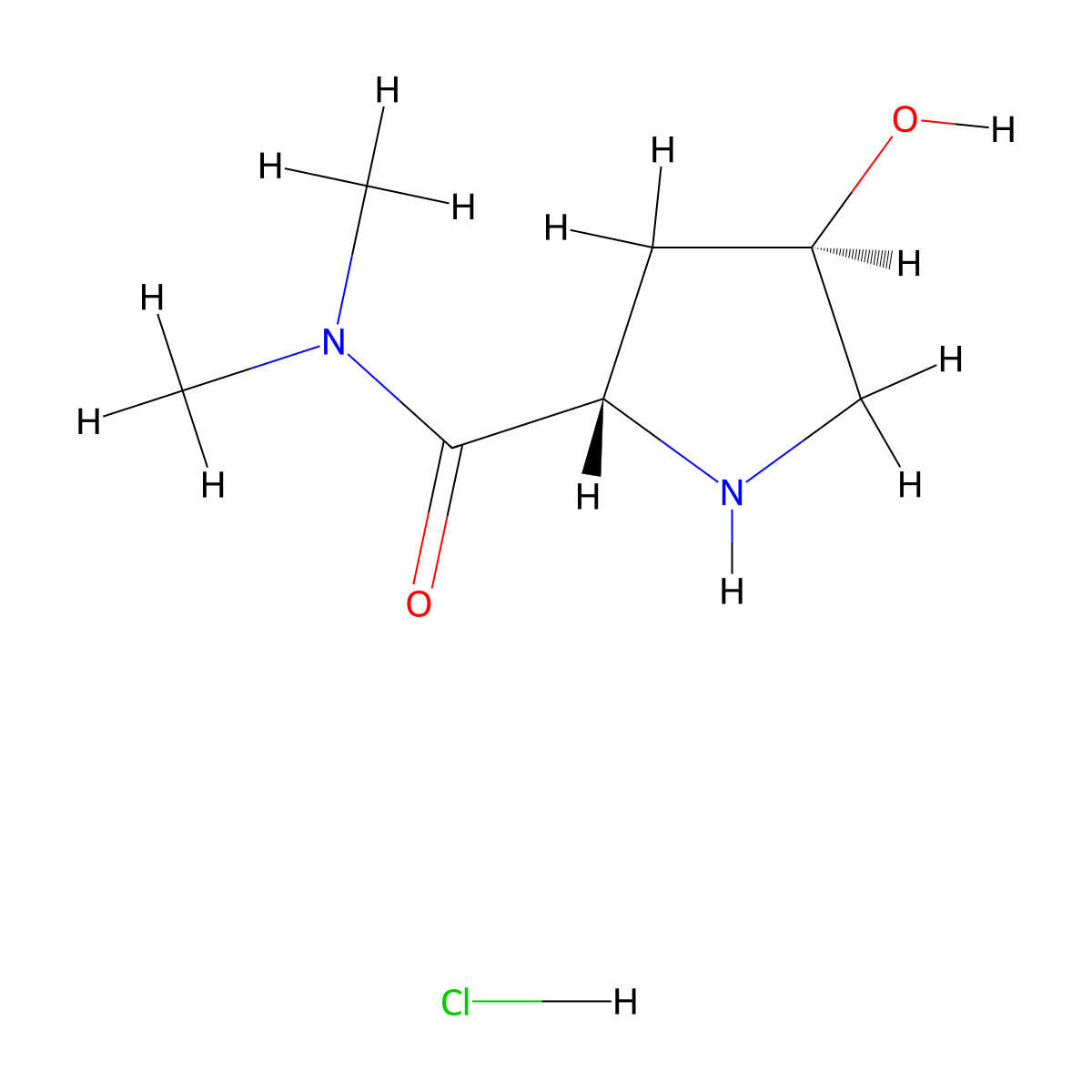 (2S,4R)-4-hydroxy-N,N-dimethylpyrrolidine-2-carboxamide hydrochloride molecular structure, CAS 347888-57-7