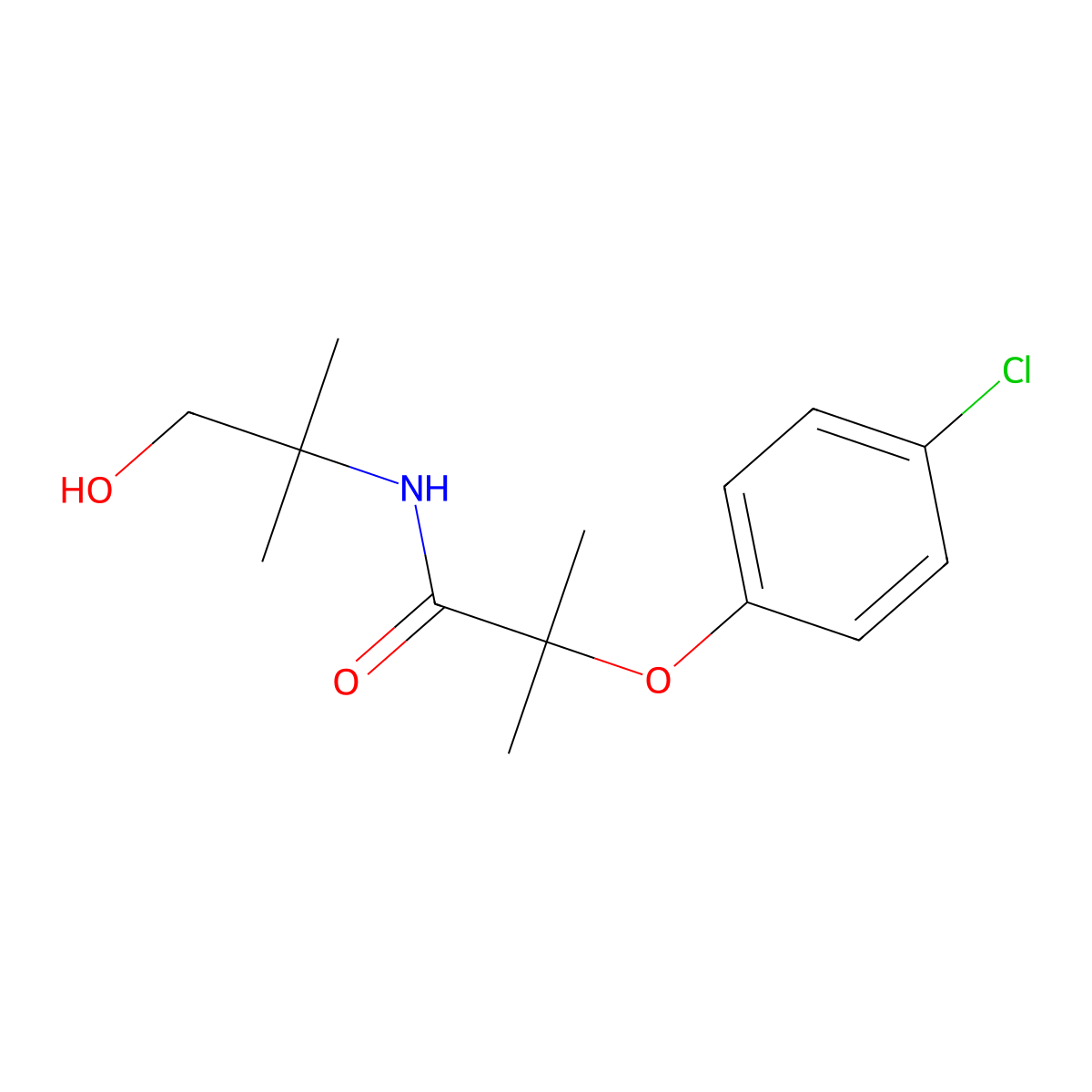 2-(4-chlorophenoxy)-N-(1-hydroxy-2-methylpropan-2-yl)-2-methylpropanamide molecular structure, CAS 34789-80-5