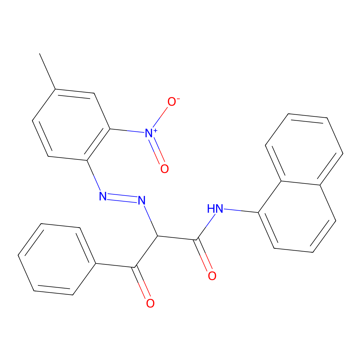Benzenepropanamide, alpha-((4-methyl-2-nitrophenyl)azo)-N-1-naphthalenyl-beta-oxo- molecular structure, CAS 34791-88-3
