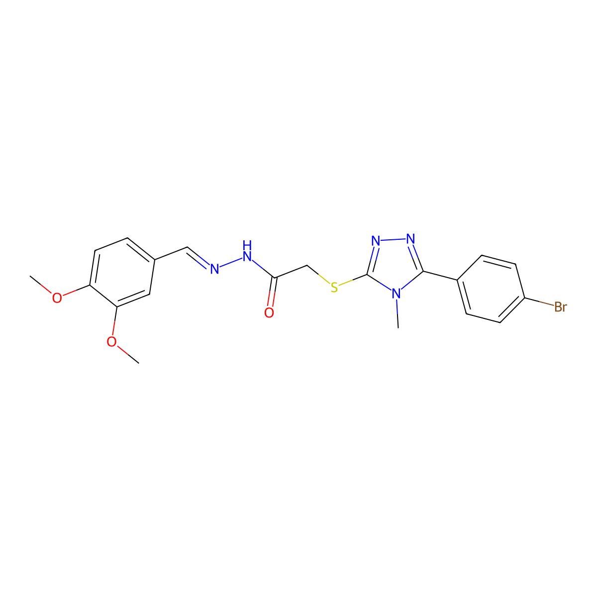 2-[[5-(4-Bromophenyl)-4-methyl-4H-1,2,4-triazol-3-yl]thio]acetic acid 2-[(3,4-dimethoxyphenyl)methylene]hydrazide molecular structure, CAS 347910-13-8