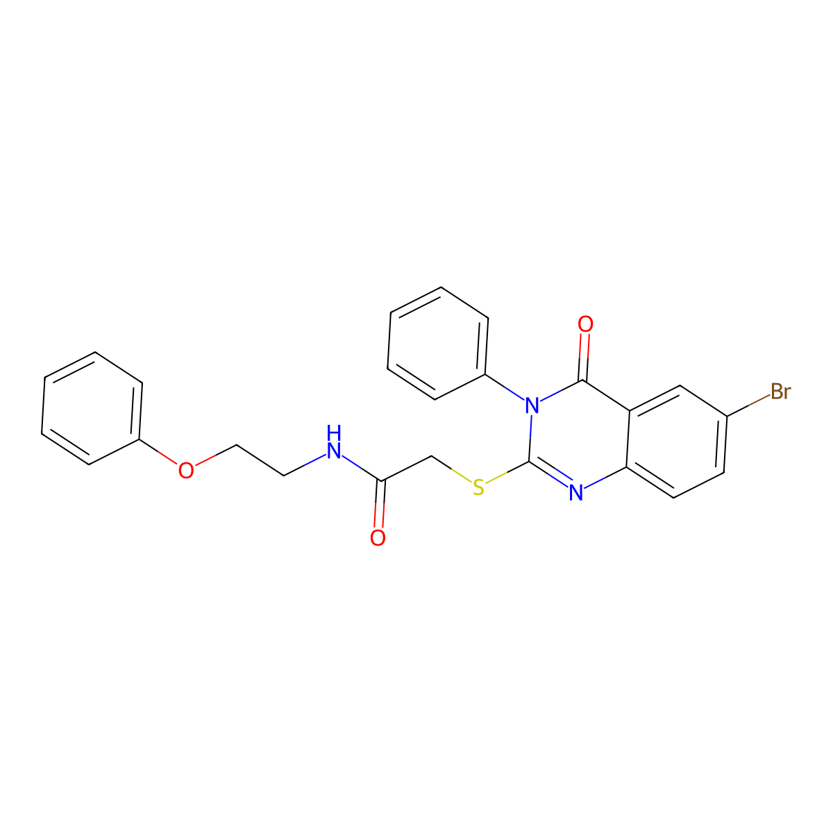2-(6-bromo-4-oxo-3-phenylquinazolin-2-yl)sulfanyl-N-(2-phenoxyethyl)acetamide molecular structure, CAS 347910-51-4