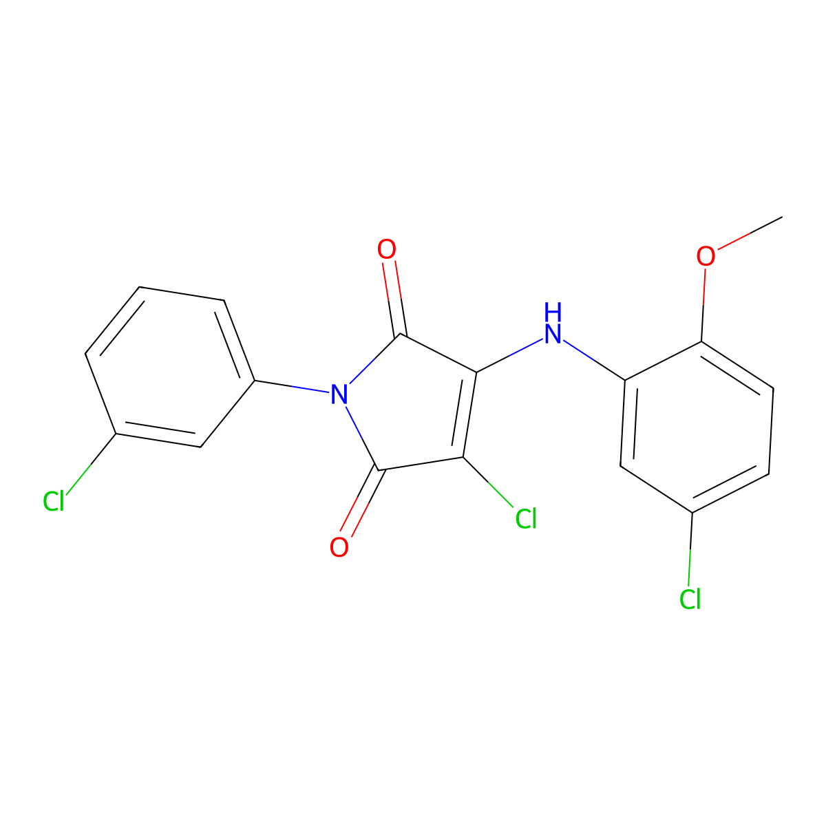 3-chloro-4-((5-chloro-2-methoxyphenyl)amino)-1-(3-chlorophenyl)-1H-pyrrole-2,5-dione molecular structure, CAS 347914-12-9