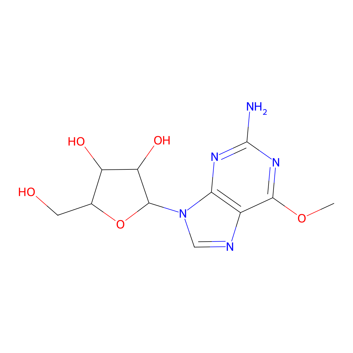 2-(2-Amino-6-methoxypurin-9-yl)-5-(hydroxymethyl)oxolane-3,4-diol molecular structure, CAS 34793-34-5