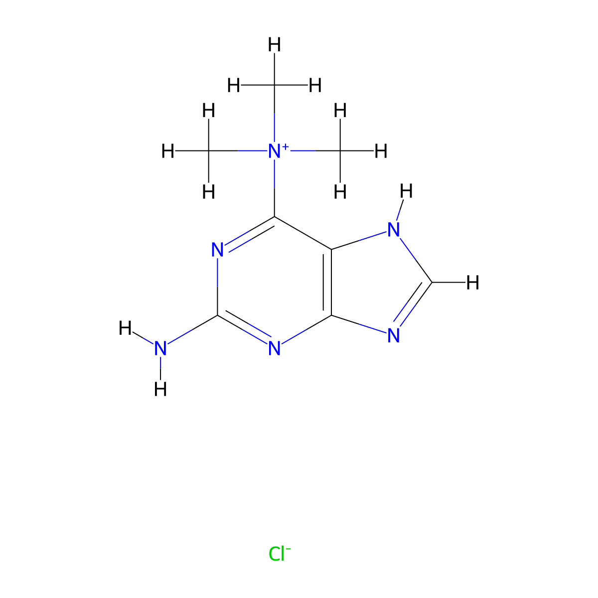 2-amino-N,N,N-trimethyl-9H-purin-6-aminium chloride molecular structure, CAS 34798-95-3