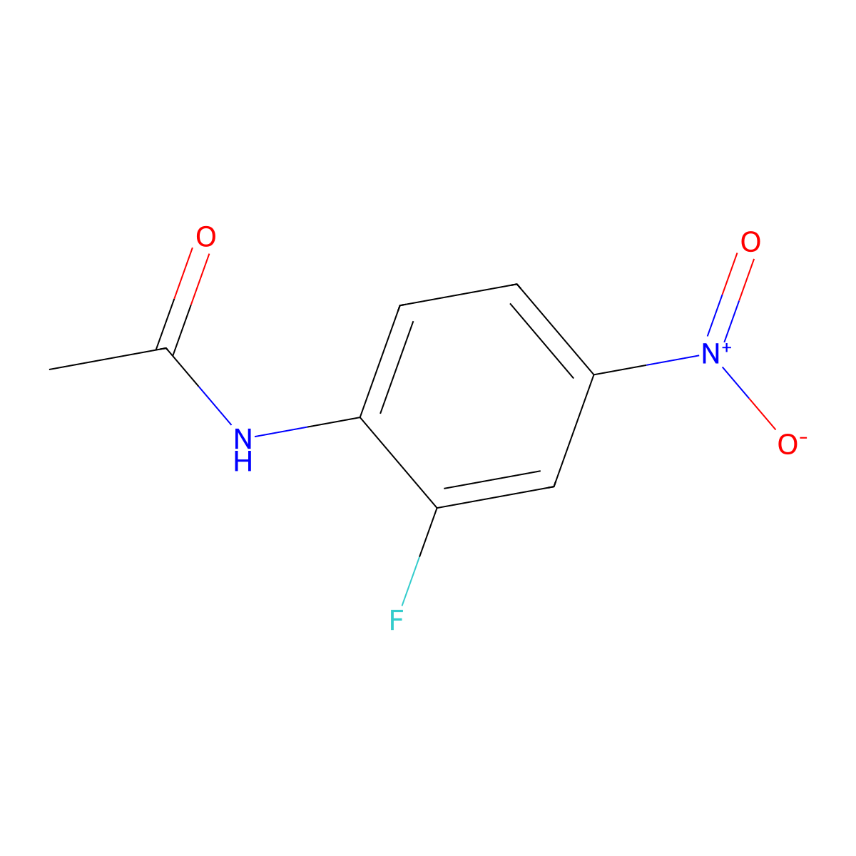 N-(2-fluoro-4-nitrophenyl)acetamide molecular structure, CAS 348-19-6