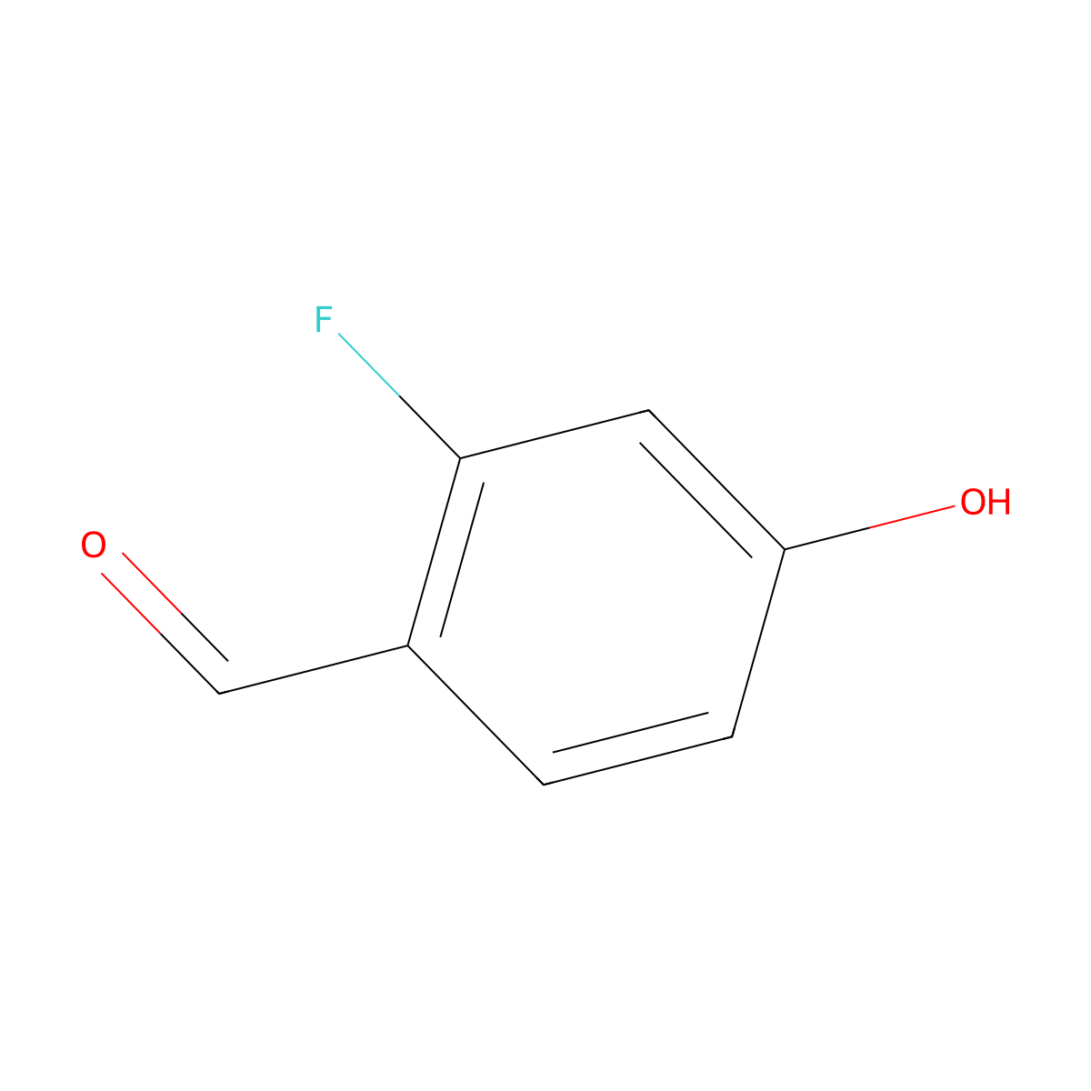2-Fluoro-4-hydroxybenzaldehyde molecular structure, CAS 348-27-6