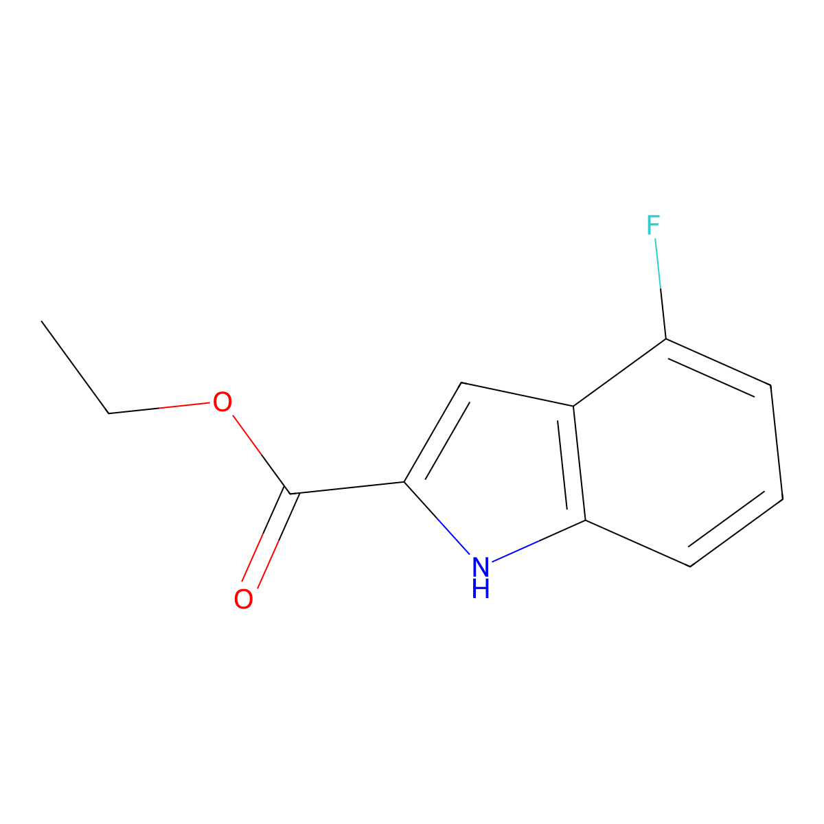 Ethyl 4-fluoro-1H-indole-2-carboxylate molecular structure, CAS 348-32-3