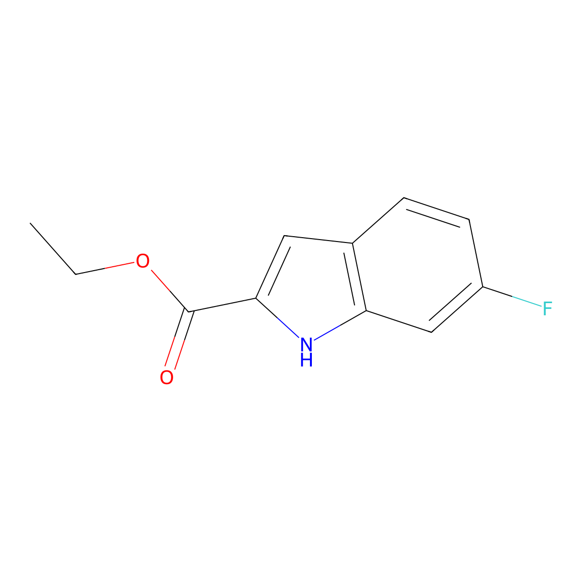 ethyl 6-fluoro-1H-indole-2-carboxylate molecular structure, CAS 348-37-8