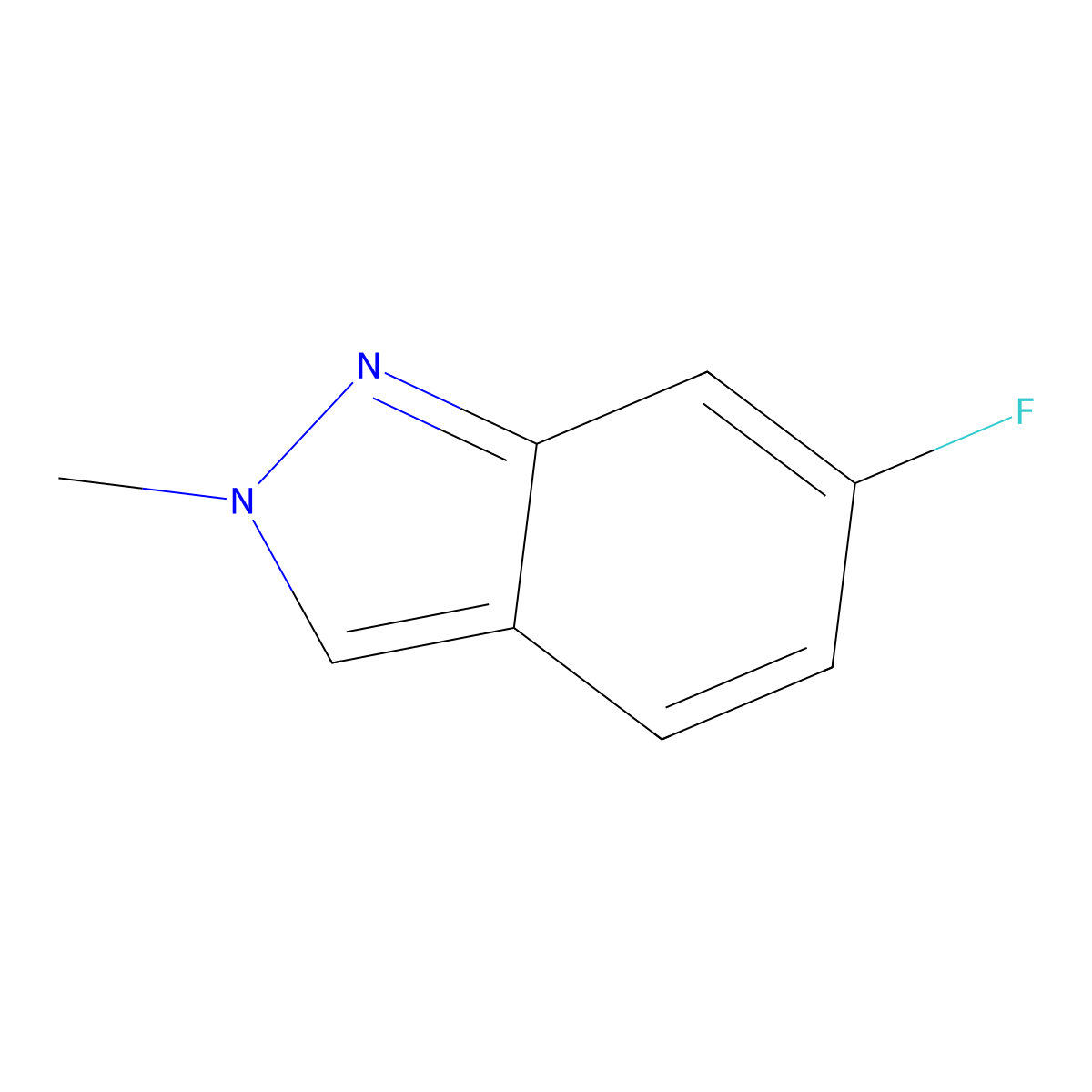 6-fluoro-2-methyl-2H-indazole molecular structure, CAS 348-39-0