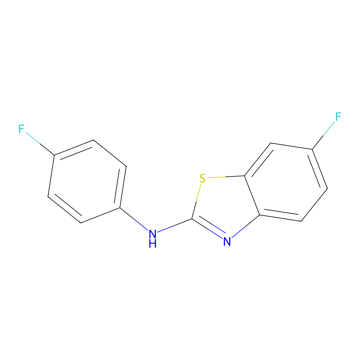 6-fluoro-N-(4-fluorophenyl)-1,3-benzothiazol-2-amine molecular structure, CAS 348-41-4