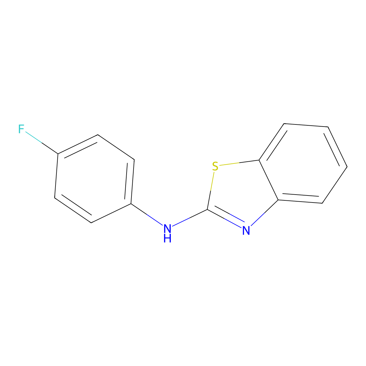 N-(4-fluorophenyl)-1,3-benzothiazol-2-amine molecular structure, CAS 348-45-8
