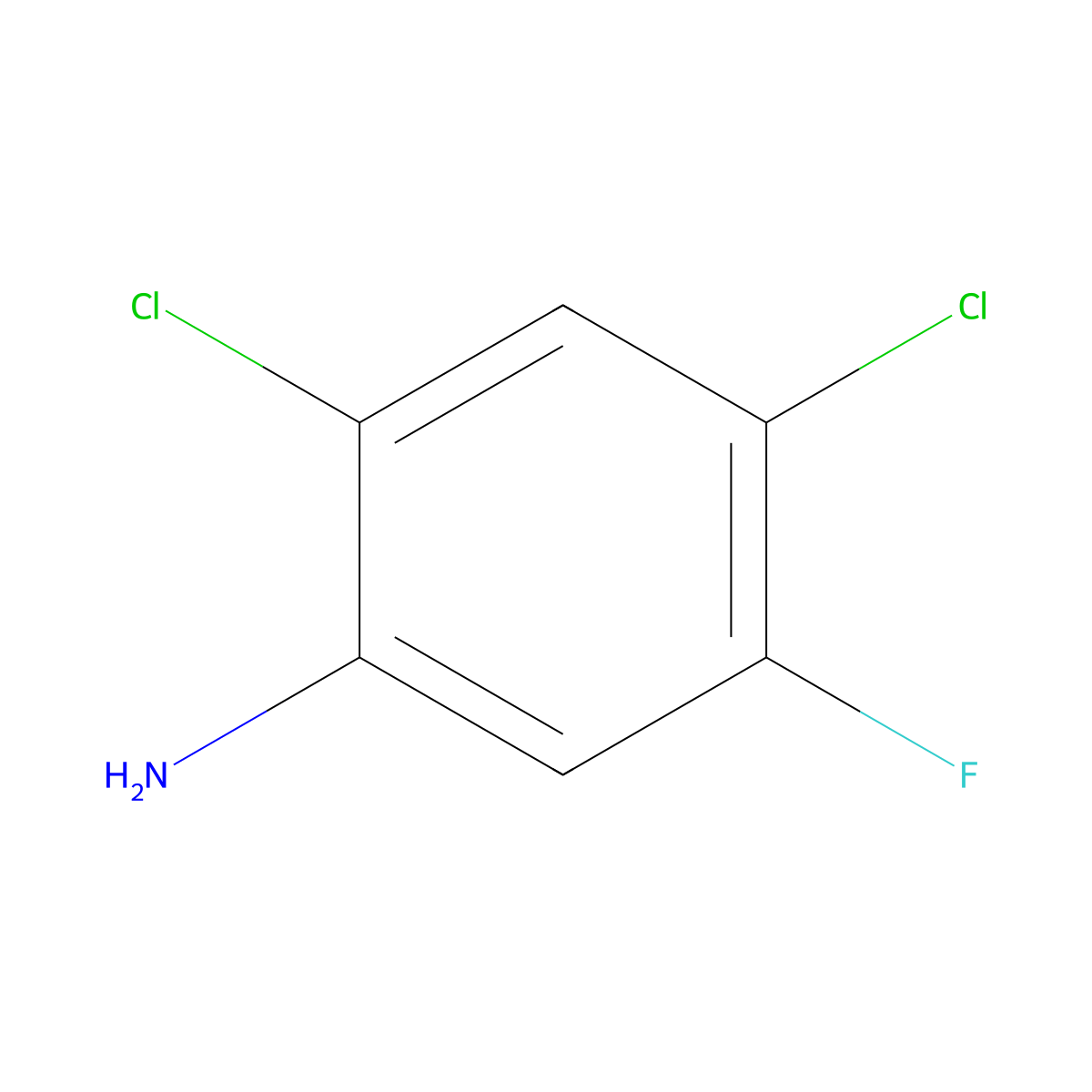 2,4-Dichloro-5-fluoroaniline molecular structure, CAS 348-64-1