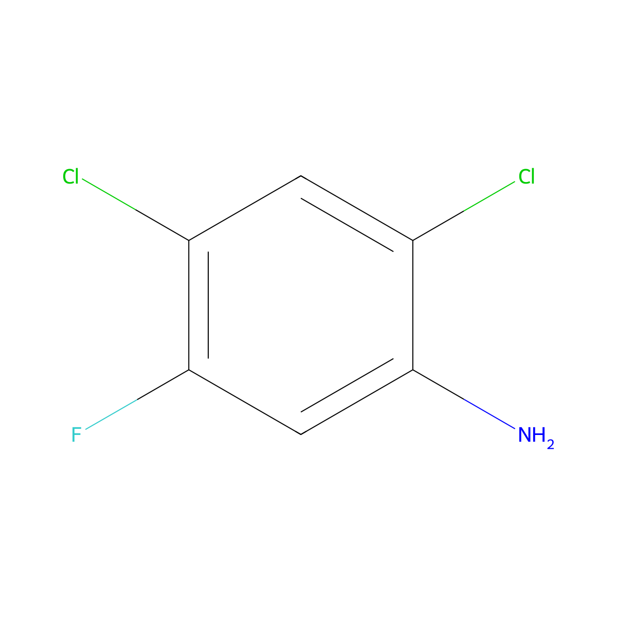 2,4-Dichloro-5-fluoroaniline molecular structure, CAS 348-64-1