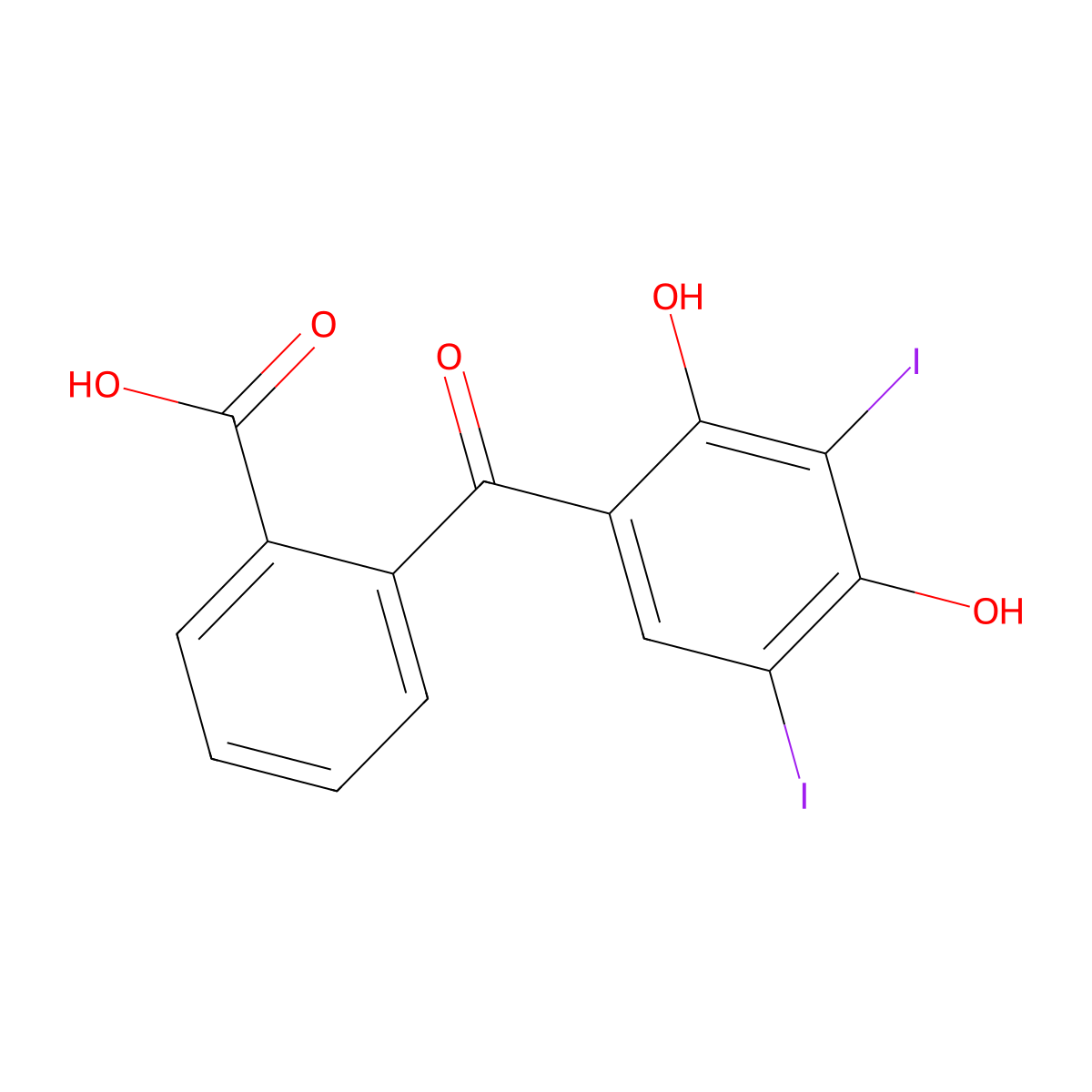 2-(2,4-Dihydroxy-3,5-diiodobenzoyl)benzoic acid molecular structure, CAS 3480-21-5