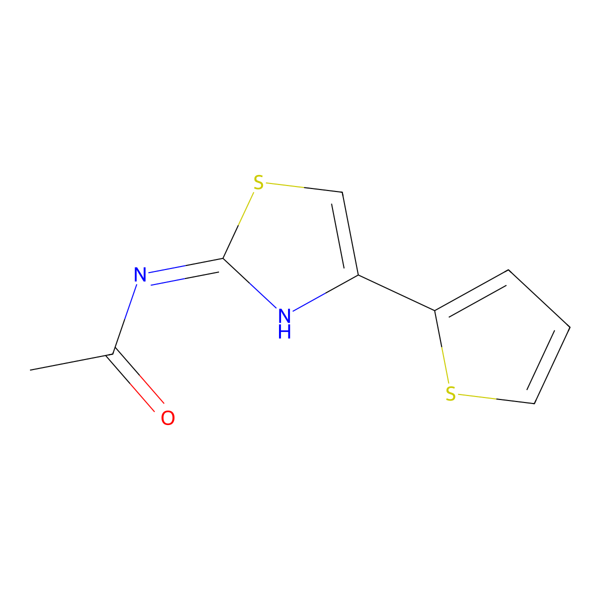 N-[4-(thiophen-2-yl)-1,3-thiazol-2-yl]acetamide molecular structure, CAS 34800-25-4