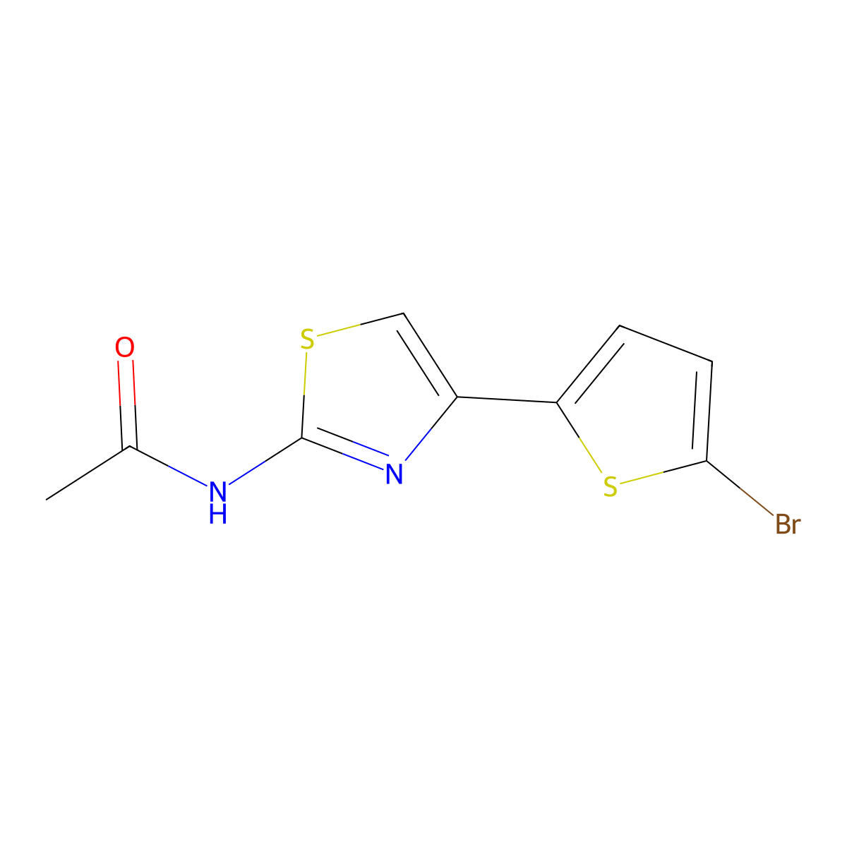 N-[4-(5-bromothiophen-2-yl)-1,3-thiazol-2-yl]acetamide molecular structure, CAS 34800-26-5
