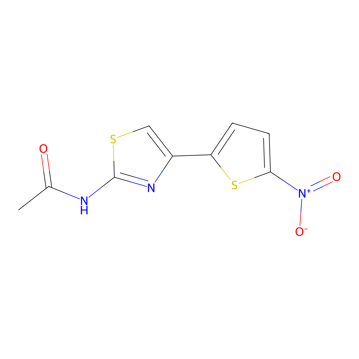 N-(4-(5-Nitro-2-thienyl)-2-thiazolyl)acetamide molecular structure, CAS 34800-28-7