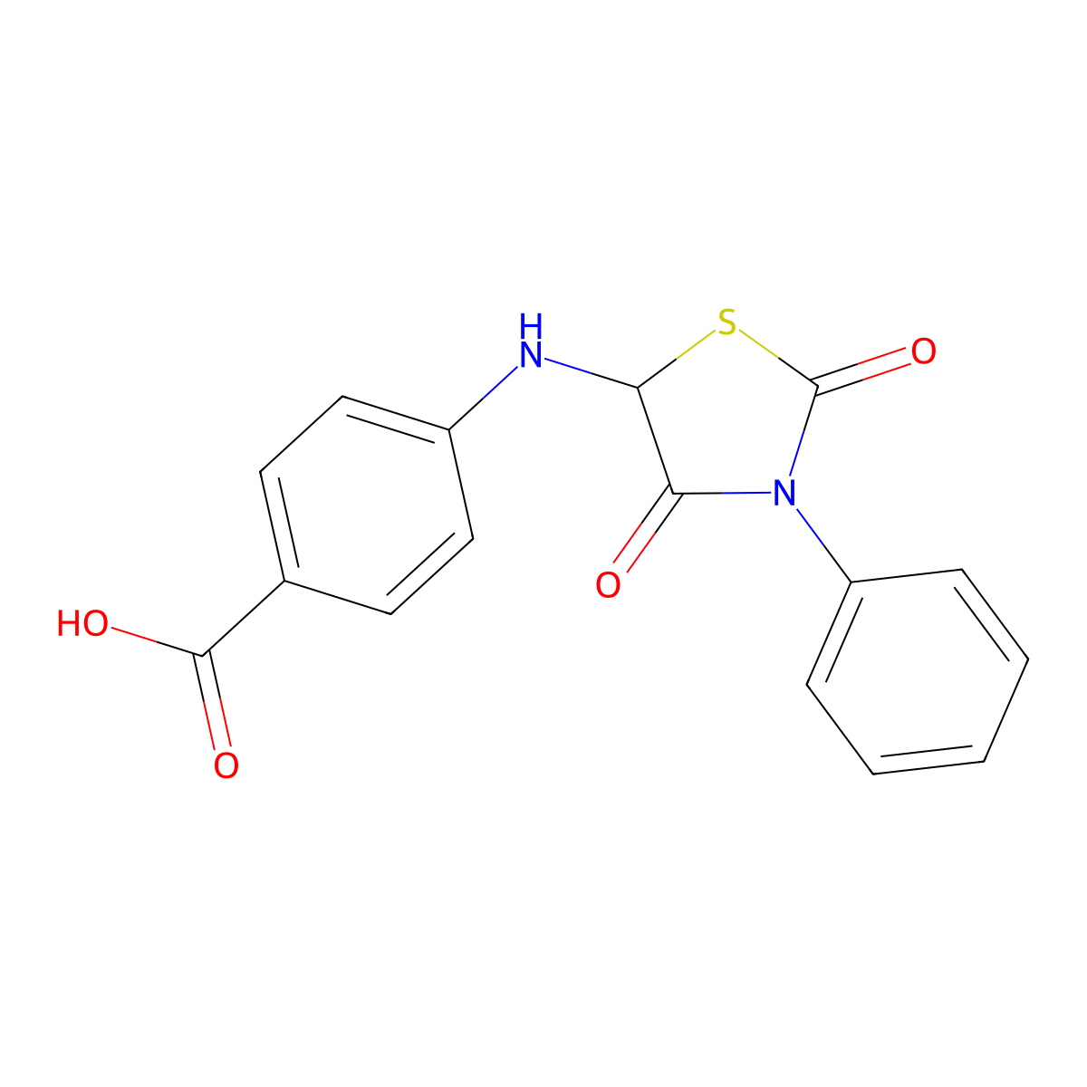 4-[(2,4-Dioxo-3-phenyl-1,3-thiazolidin-5-yl)amino]benzoic acid molecular structure, CAS 348078-44-4