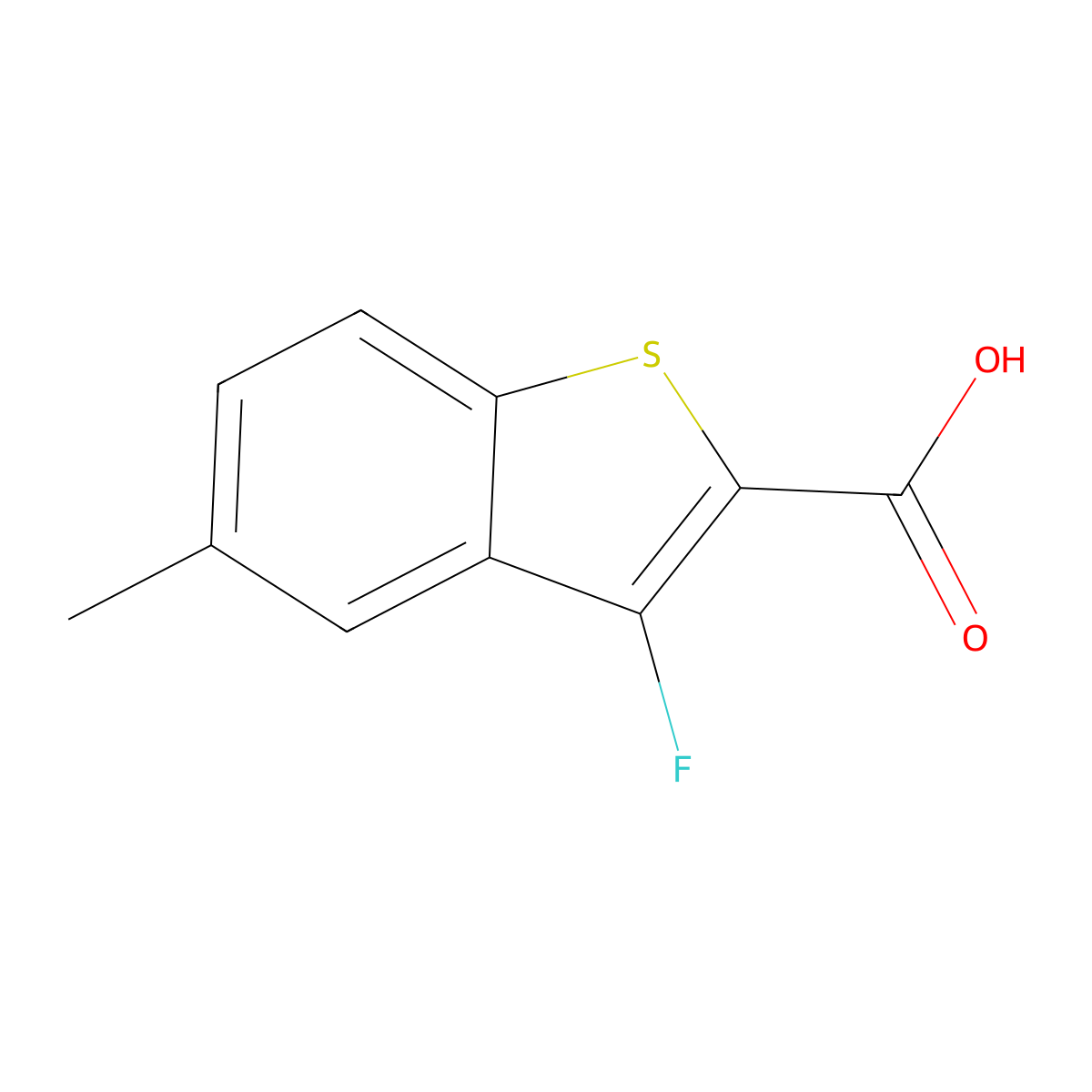 3-Fluoro-5-methyl-1-benzothiophene-2-carboxylic acid molecular structure, CAS 348080-96-6