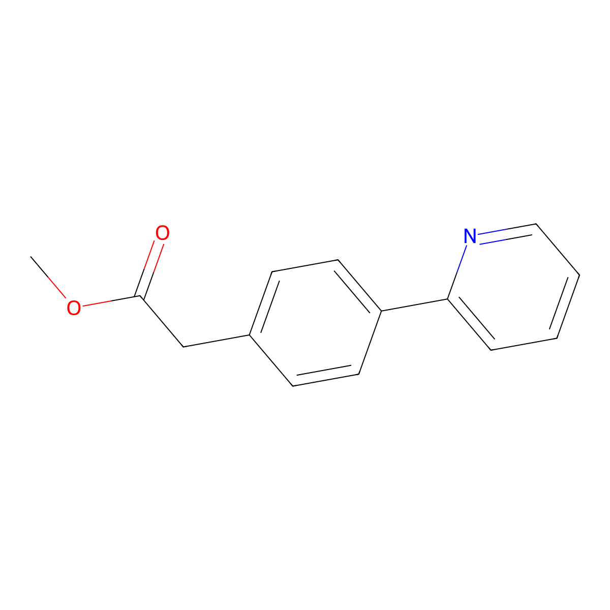 Methyl 2-(4-(pyridin-2-yl)phenyl)acetate molecular structure, CAS 348086-69-1