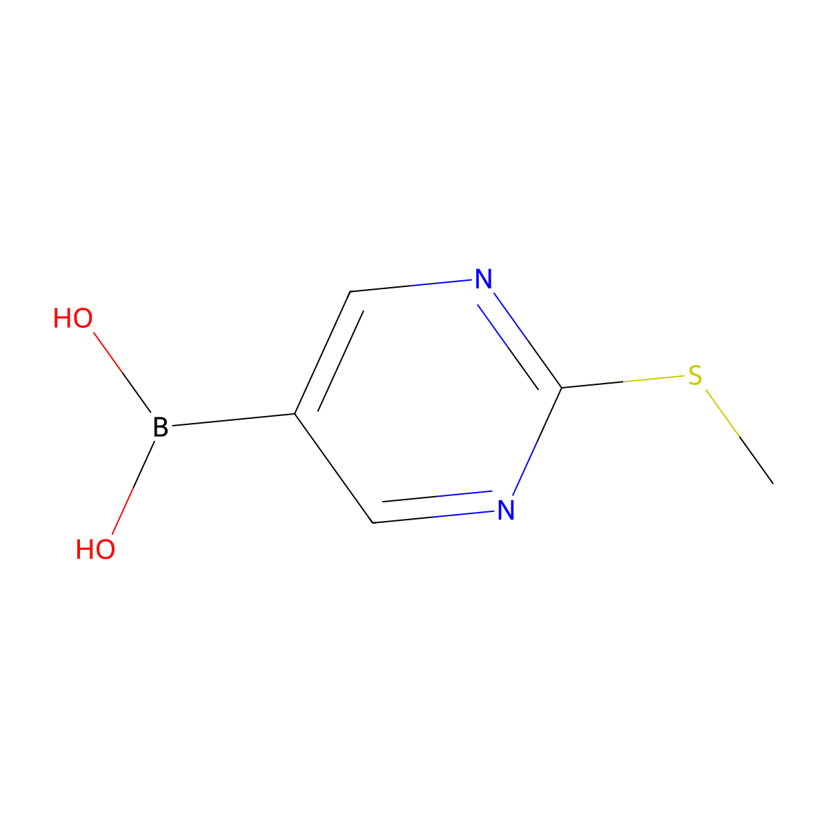 2-(Methylthio)pyrimidine-5-boronic acid molecular structure, CAS 348098-29-3