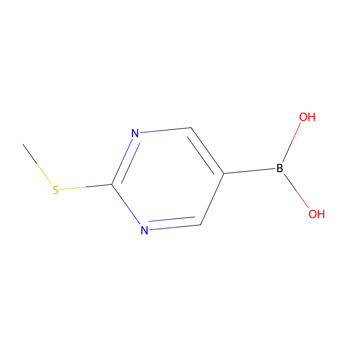 2-(Methylthio)pyrimidine-5-boronic acid molecular structure, CAS 348098-29-3