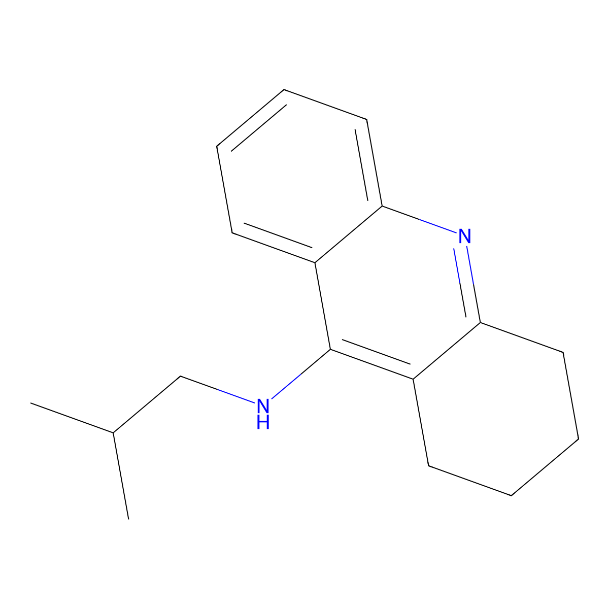 9-Acridinamine, 1,2,3,4-tetrahydro-N-(2-methylpropyl)- molecular structure, CAS 34811-11-5
