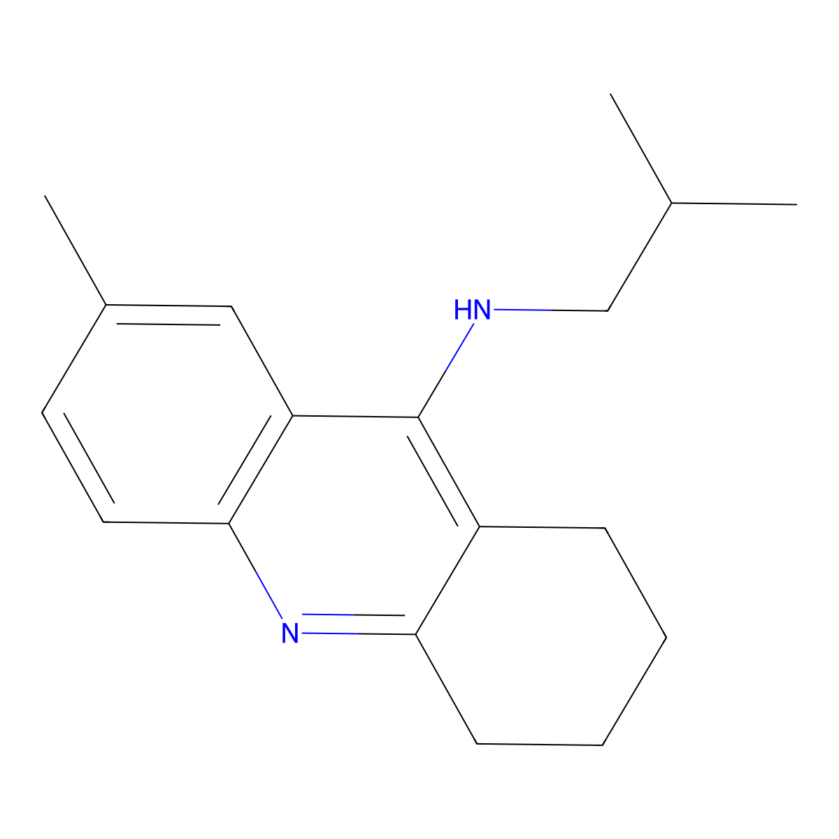 9-Acridinamine, 1,2,3,4-tetrahydro-7-methyl-N-(2-methylpropyl)- molecular structure, CAS 34811-15-9