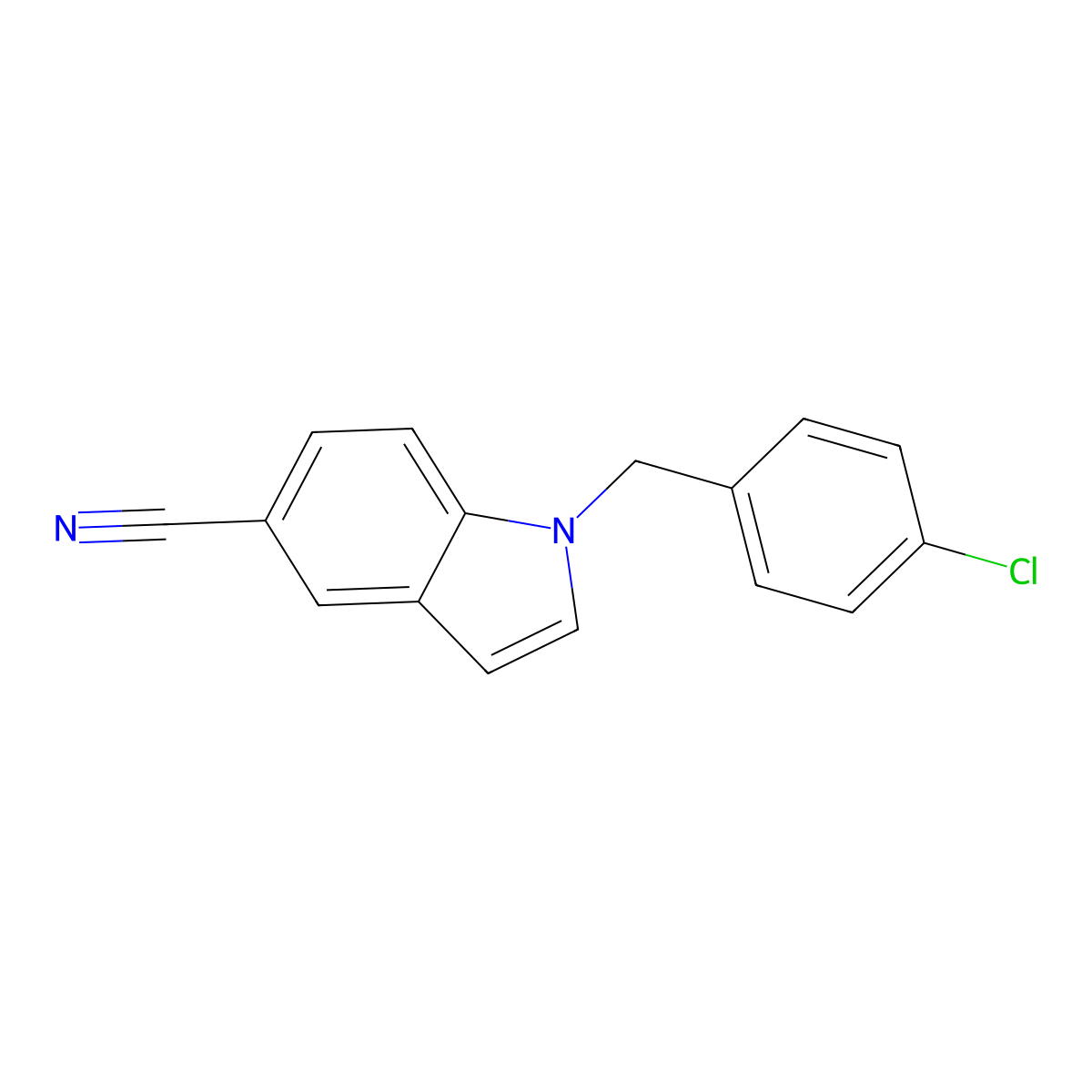 1-(4-chlorobenzyl)-1H-indole-5-carbonitrile molecular structure, CAS 348111-51-3