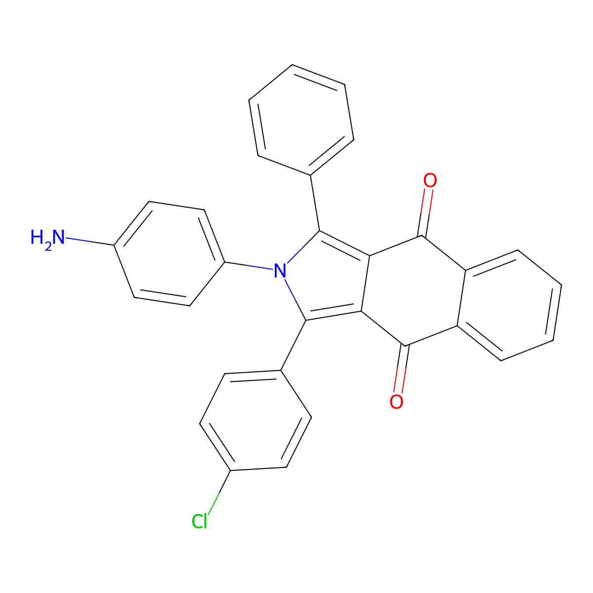 2-(4-Aminophenyl)-3-(4-chlorophenyl)-1-phenylbenzo[f]isoindole-4,9-dione molecular structure, CAS 348117-86-2