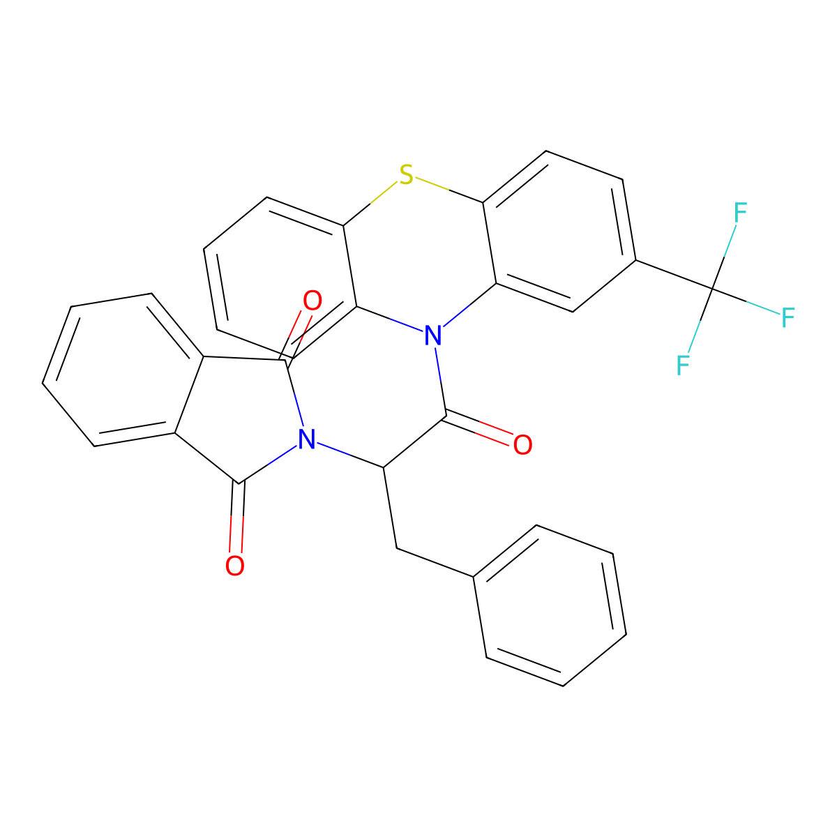 2-{1-oxo-3-phenyl-1-[2-(trifluoromethyl)-10H-phenothiazin-10-yl]propan-2-yl}-1H-isoindole-1,3(2H)-dione molecular structure, CAS 348118-31-0