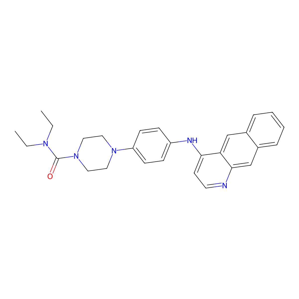 4-[4-(benzo[g]quinolin-4-ylamino)phenyl]-N,N-diethylpiperazine-1-carboxamide molecular structure, CAS 34812-69-6