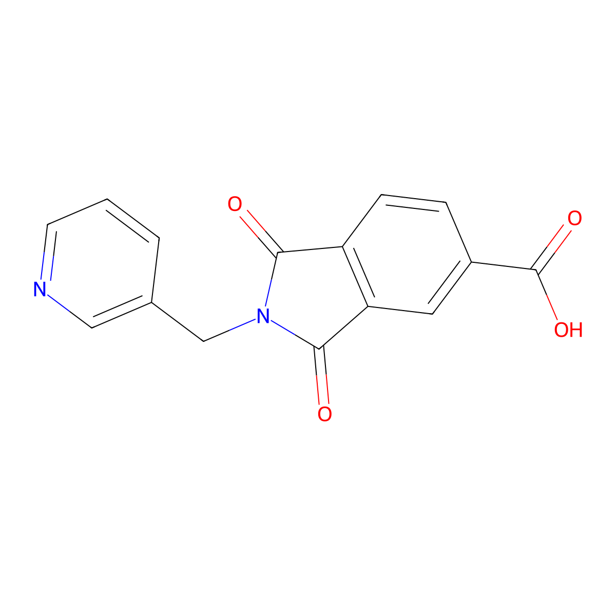 1,3-Dioxo-2-(pyridin-3-ylmethyl)isoindoline-5-carboxylic acid molecular structure, CAS 348125-25-7