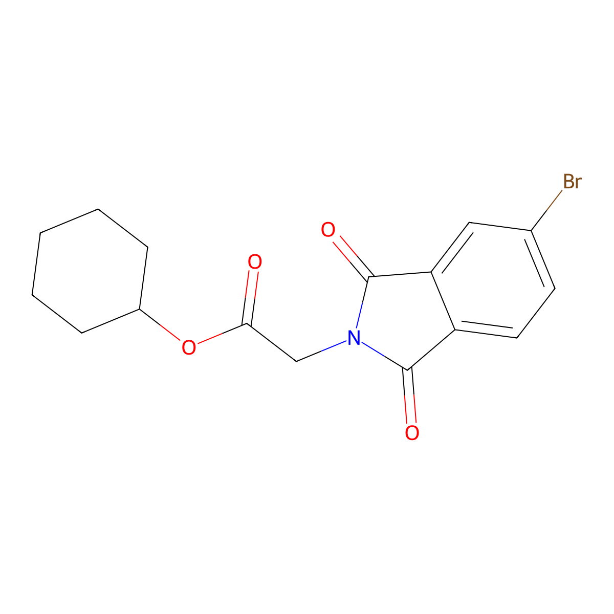 Cyclohexyl 2-(5-bromo-1,3-dioxoisoindol-2-yl)acetate molecular structure, CAS 348130-31-4