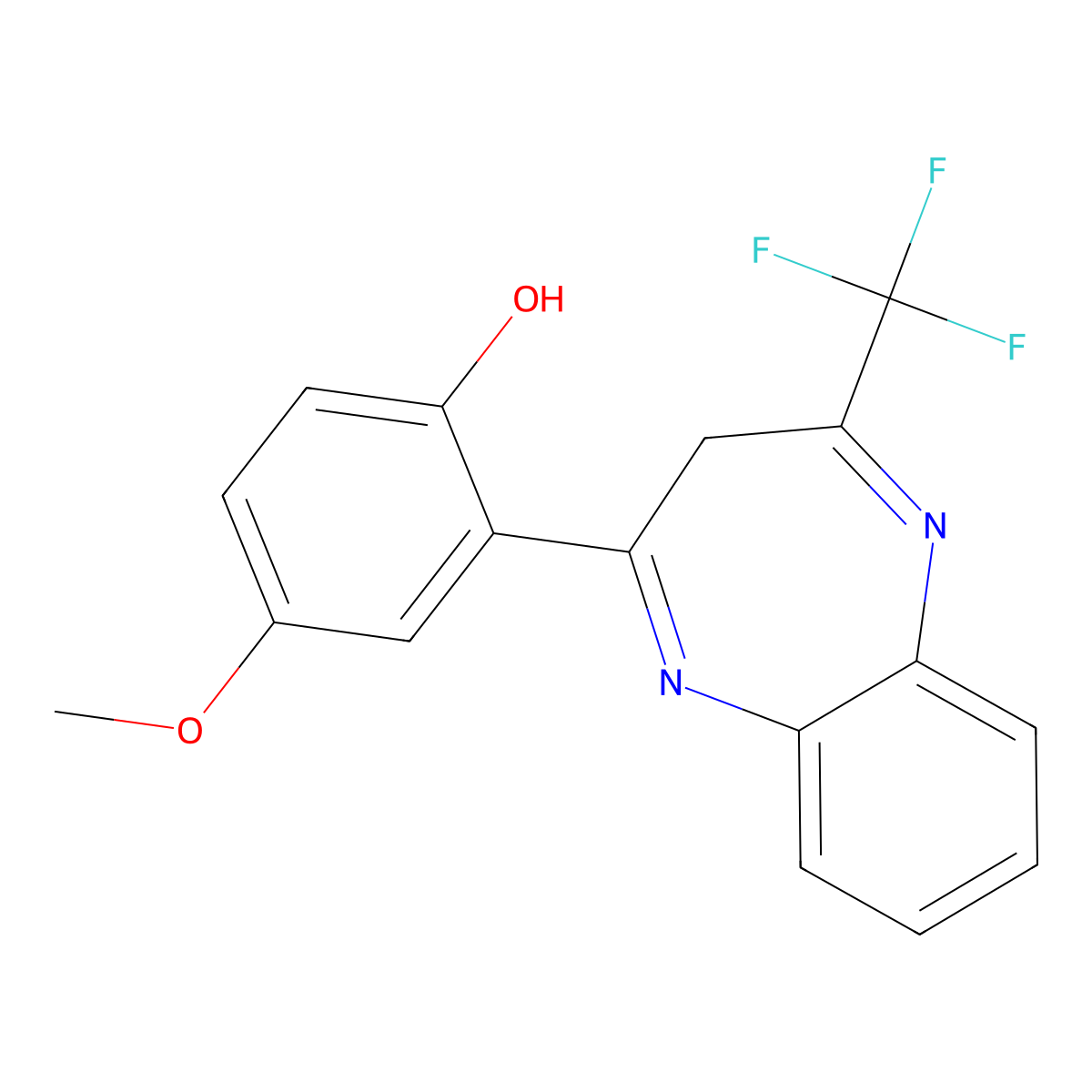 4-methoxy-2-[4-(trifluoromethyl)-3H-1,5-benzodiazepin-2-yl]phenol molecular structure, CAS 348131-19-1
