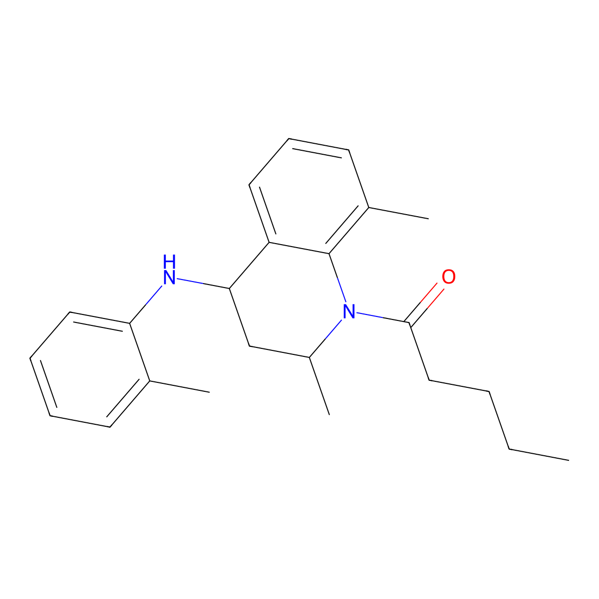 1-[2,8-dimethyl-4-(2-methylanilino)-3,4-dihydro-2H-quinolin-1-yl]pentan-1-one molecular structure, CAS 348131-30-6