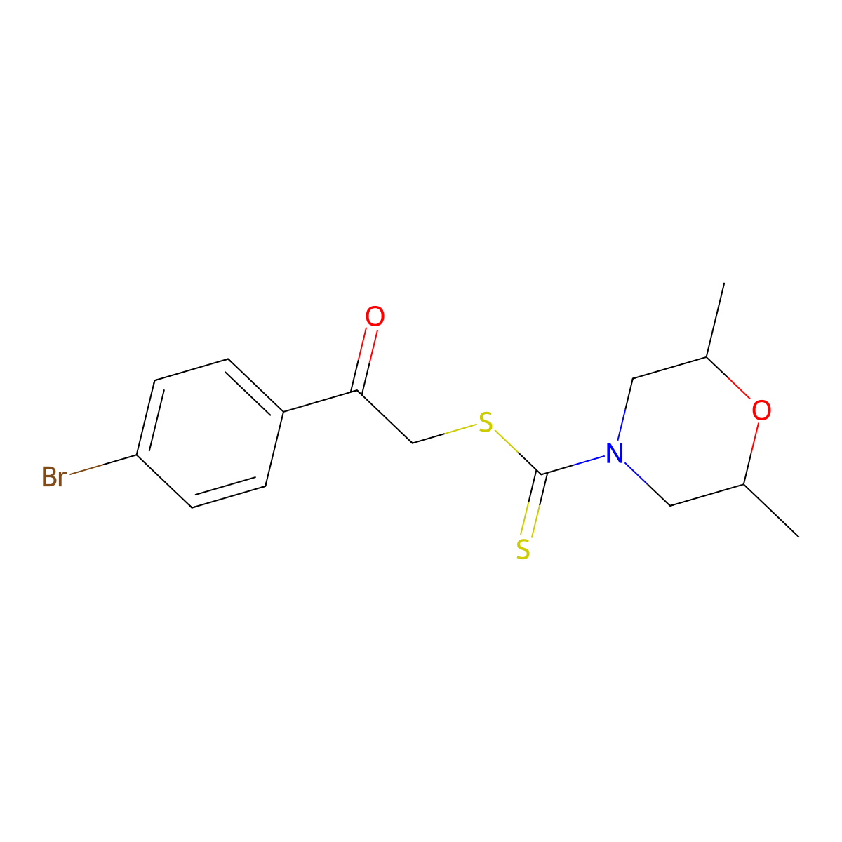2-(4-Bromophenyl)-2-oxoethyl 2,6-dimethyl-4-morpholinecarbodithioate molecular structure, CAS 348131-36-2