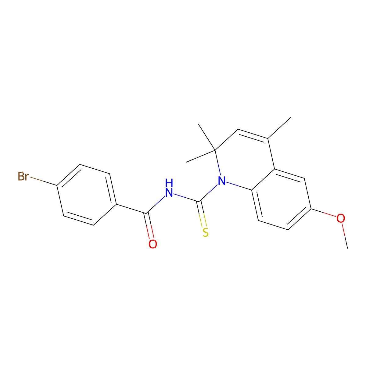 4-bromo-N-(6-methoxy-2,2,4-trimethylquinoline-1-carbothioyl)benzamide molecular structure, CAS 348131-71-5