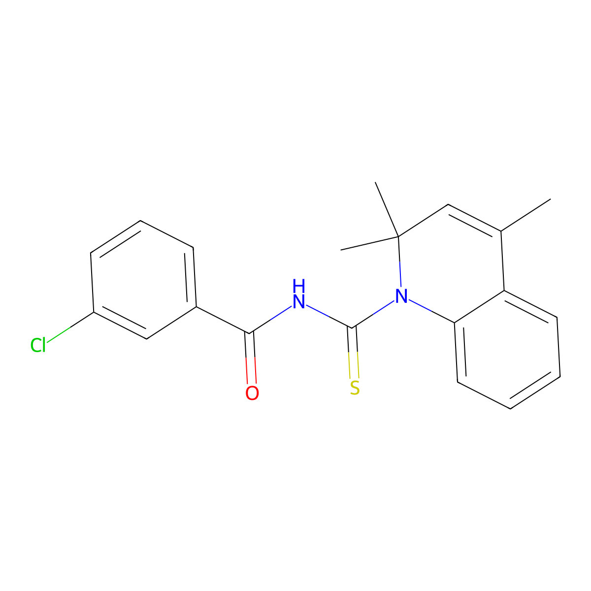 3-chloro-N-(2,2,4-trimethylquinoline-1-carbothioyl)benzamide molecular structure, CAS 348132-48-9