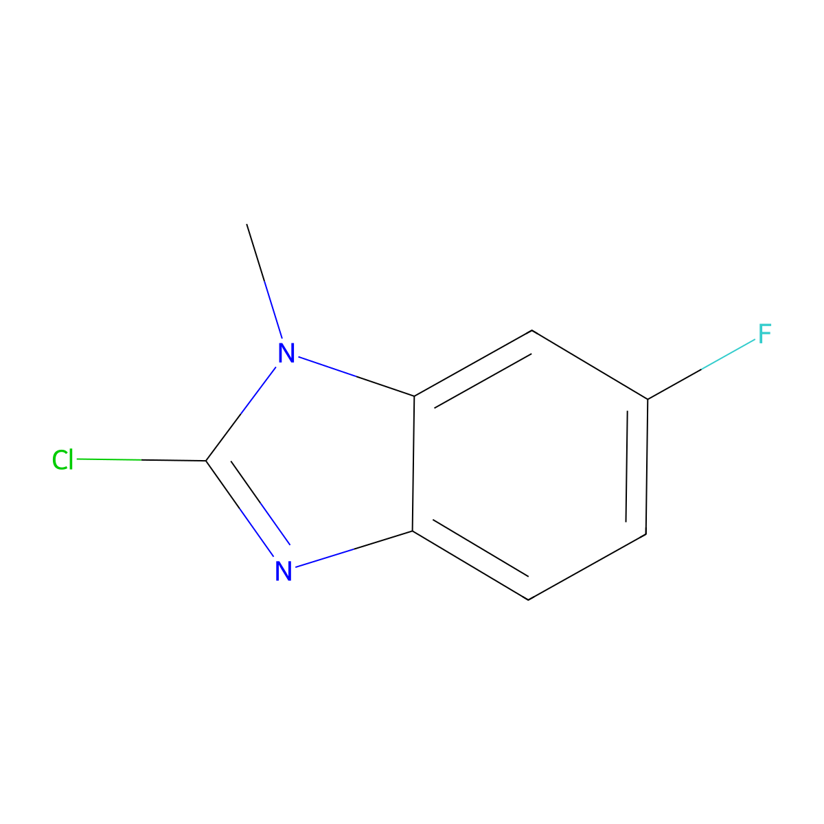 2-chloro-6-fluoro-1-methyl-1H-1,3-benzodiazole molecular structure, CAS 348133-47-1