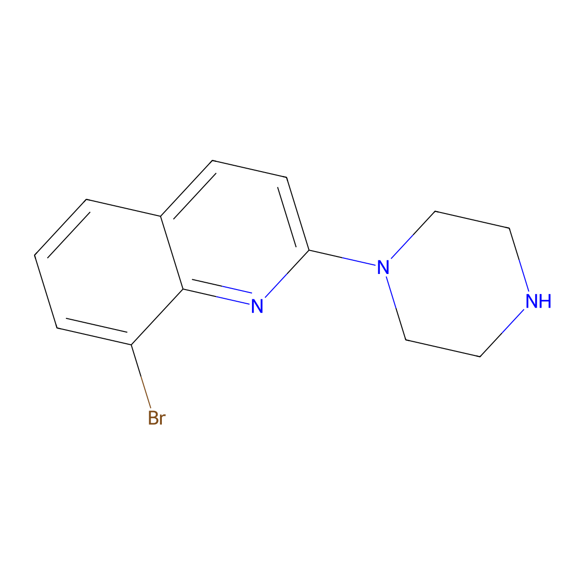 8-Bromo-2-(piperazin-1-yl)quinoline molecular structure, CAS 348133-70-0