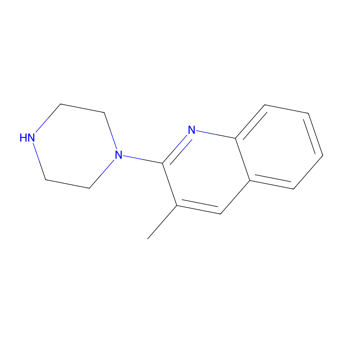 3-Methyl-2-(piperazin-1-yl)quinoline molecular structure, CAS 348133-74-4